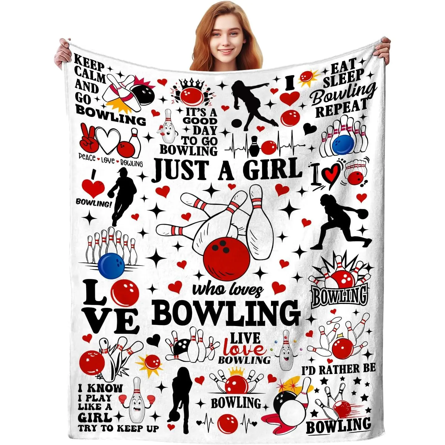Bowling Blanket Sports Ball Gifts for Bowling Lovers,Fun Throw Blankets Sports Ball Gifts for Adults Girls Women 50"X40"