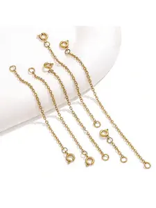 5 Piece Set Pvd 18k Gold Plated Stainless Steel Necklace Extender Chain with Lobster Clasp, Jewelry Making Supplies for DIY Projects, Beading Accessories