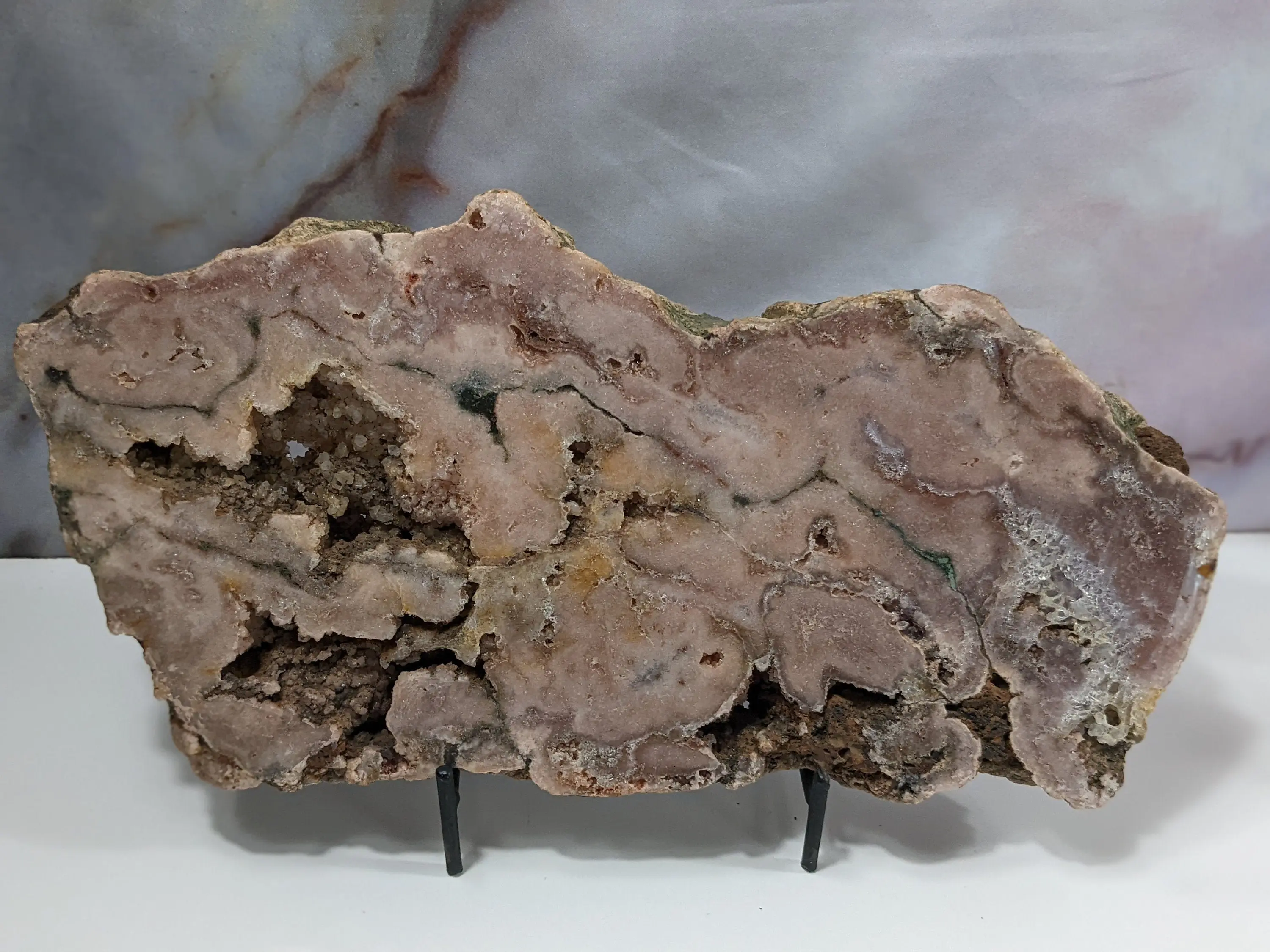Large Druzy Pink Amethyst Slab Rare Semi-Polished Geode Plate Natural Double Sided Lavender Healing Crystal Mineral Specimen Display Piece