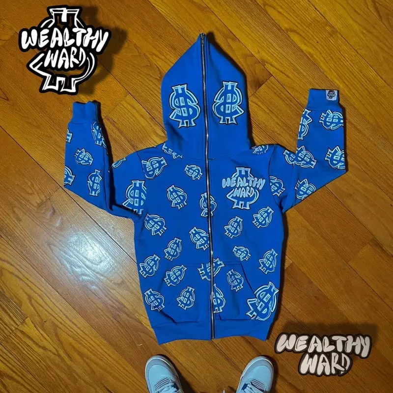 WEALTHY WARD FULL ZIP - UP HOODIE (BLUE)