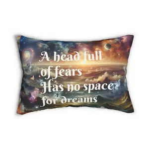 Celestial Dreams Lumbar Pillow Cozy Cosmic Decor Inspirational Home Accent Unique Gift for Dreamers Galaxy Pillow Art for Living Room 100% Polyester Cover Removable Insert Double Sided Print