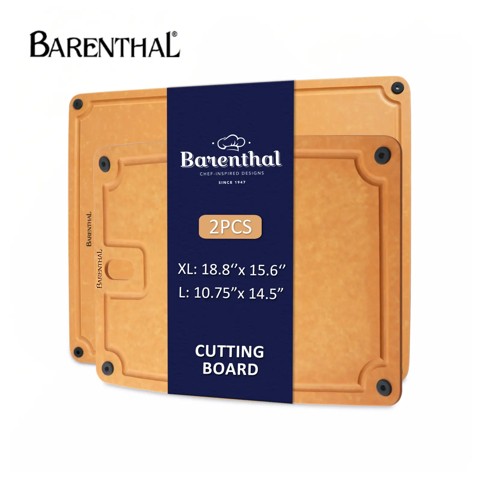 Barenthal Composite Cutting Board Set of 2, XL & Large Reversible Chopping Boards with Non-Slip Feet & Juice Groove, Dishwasher Safe Kitchen Essentials Chopping Kitchen