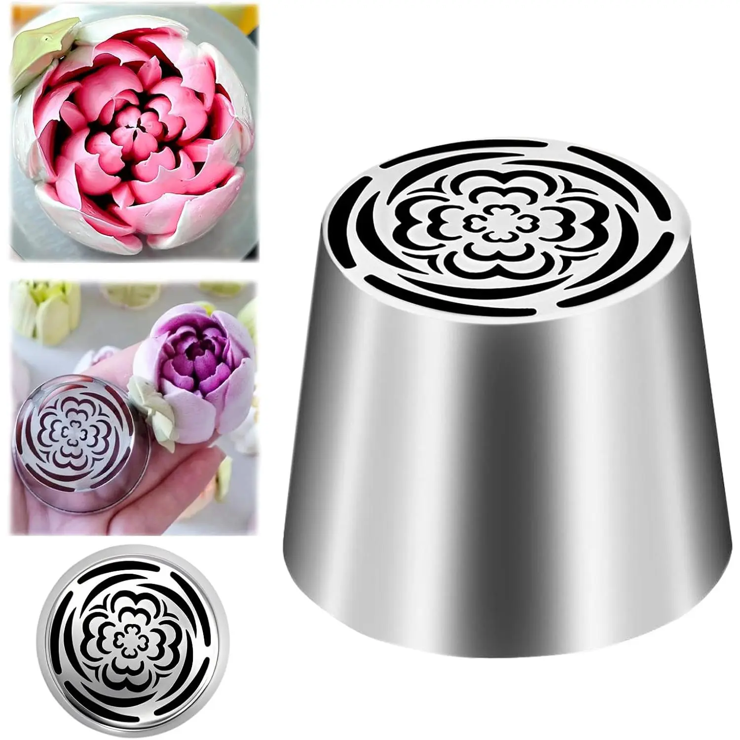 Extra-Large Durable Stainless Steel Russian Piping Tip - 1-Piece Seamless Cake Decor Nozzle with Large Opening, Kitchen Bakeware Tool for Adjusting Pressure & Cake Frosting, One-Piece