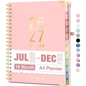 Jul 2026 - Dec 2027 18 Month Academic Planner 2026-2027, 8.5" x 11", Weekly and Monthly Calendar Planner, Daily Agenda Book, A4 Pink College School Supplies for Student Teacher