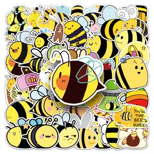 51 PCS Funny Honey Bee Stickers Pack, Aesthetic "Bee Happy" Waterproof Decals for Scrapbooking Luggage Hydro Flask, Cute Nature Rewards for Teachers Students