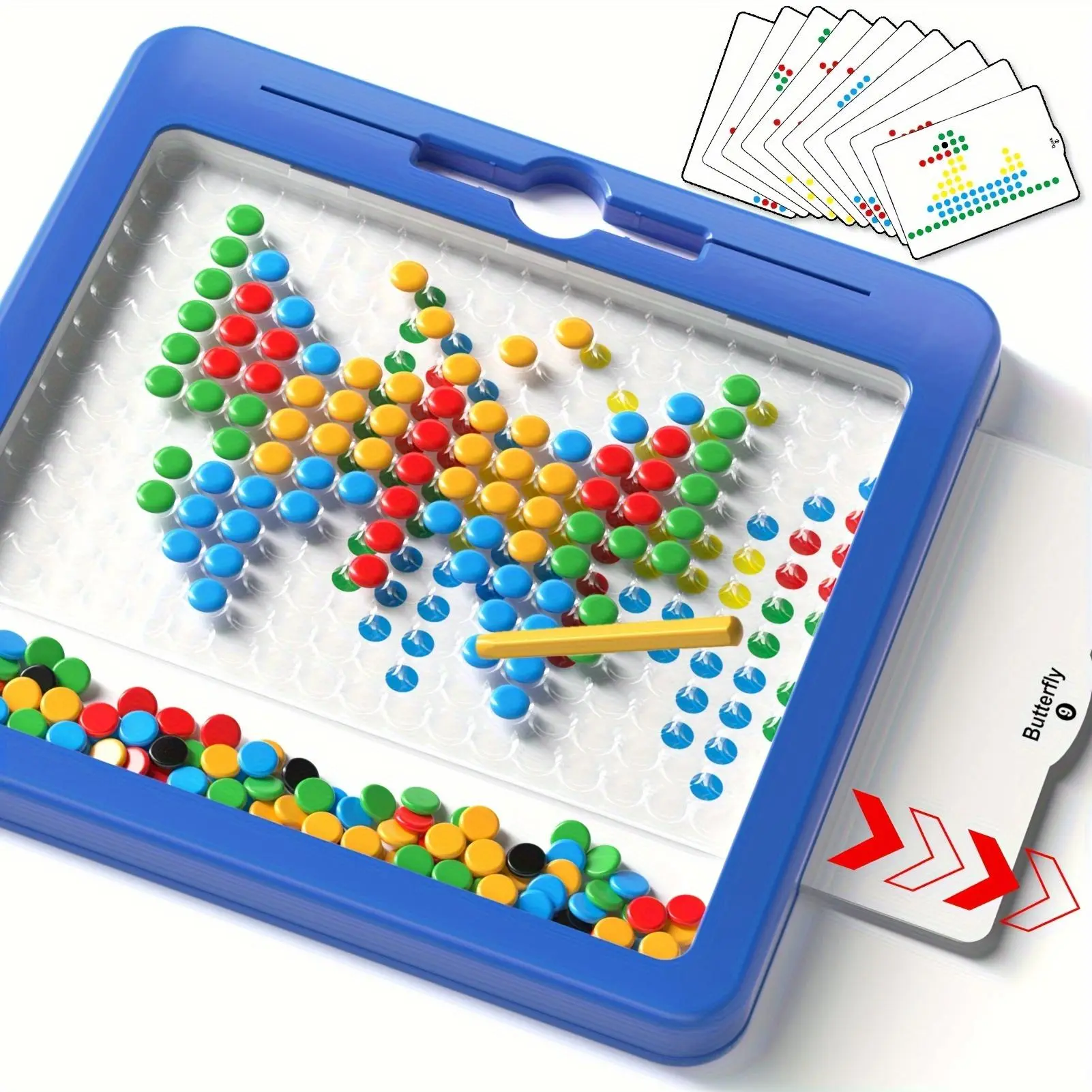 Large Magnetic Dots Board for Kids Magnetic Drawing Board for Toddlers Magnetic Dot Art with Magnetic Pen Montessori Preschool Education Travel Toys for Kids Boys Girls Age Christmas Gift Halloween Gift Birthday Gift