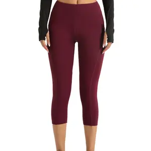 Mesh pocket yoga seven-point pants 2026 high waist hip lift fitness exercise seven-point yoga pants
