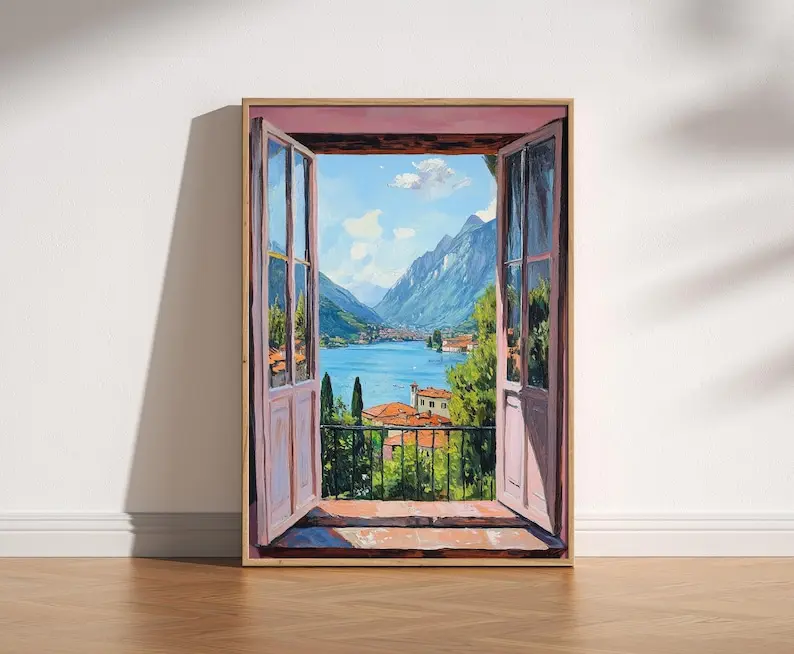 [Sale off up to 55%][Free Shipping] Open Window Henri Matisse Print, Henri Matisse Style Fauvism Painting, Modern Exhibition Print, Patio Doors Italy Mediterranean, Lake Como