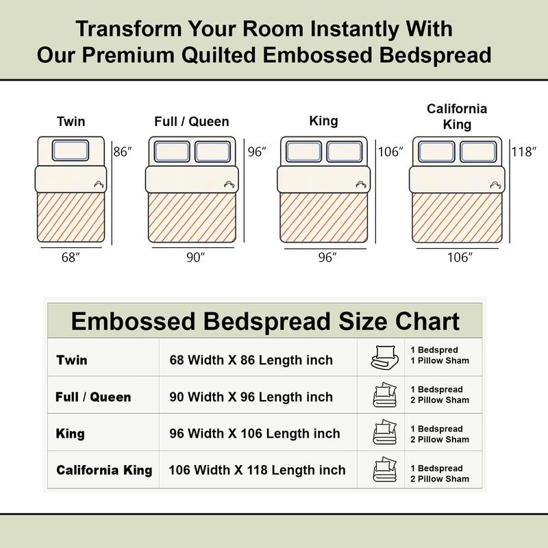 【 Jumpstart Sale 】Imperial Homeware 3 Pcs Quilted Bedspread Bedding Set Reversible Microfiber Coverlet with Pillow Shams for Summer - Lightweight Embossed Design Smooth & Skin Friendly Twin size (Include 1 Pillow Sham), Queen, King & California King Size