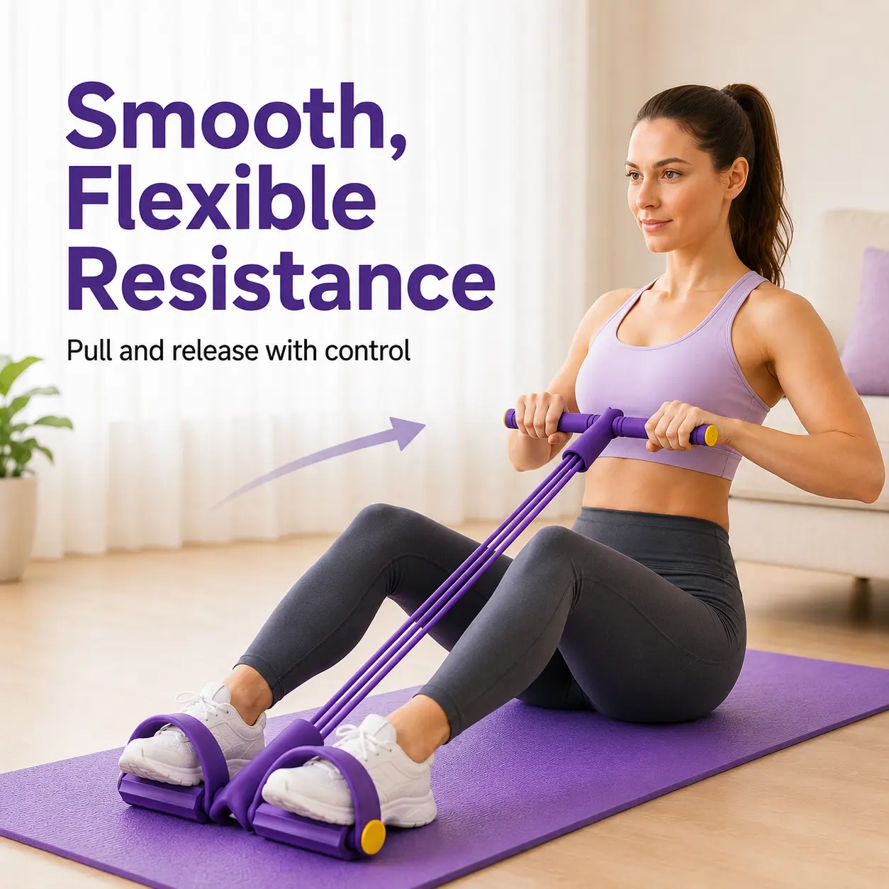 Multi-Tube Pedal Resistance Trainer, Portable Exercise Puller with Foam Handle and Foot Loops for Home Seated Workouts, 1 Piece