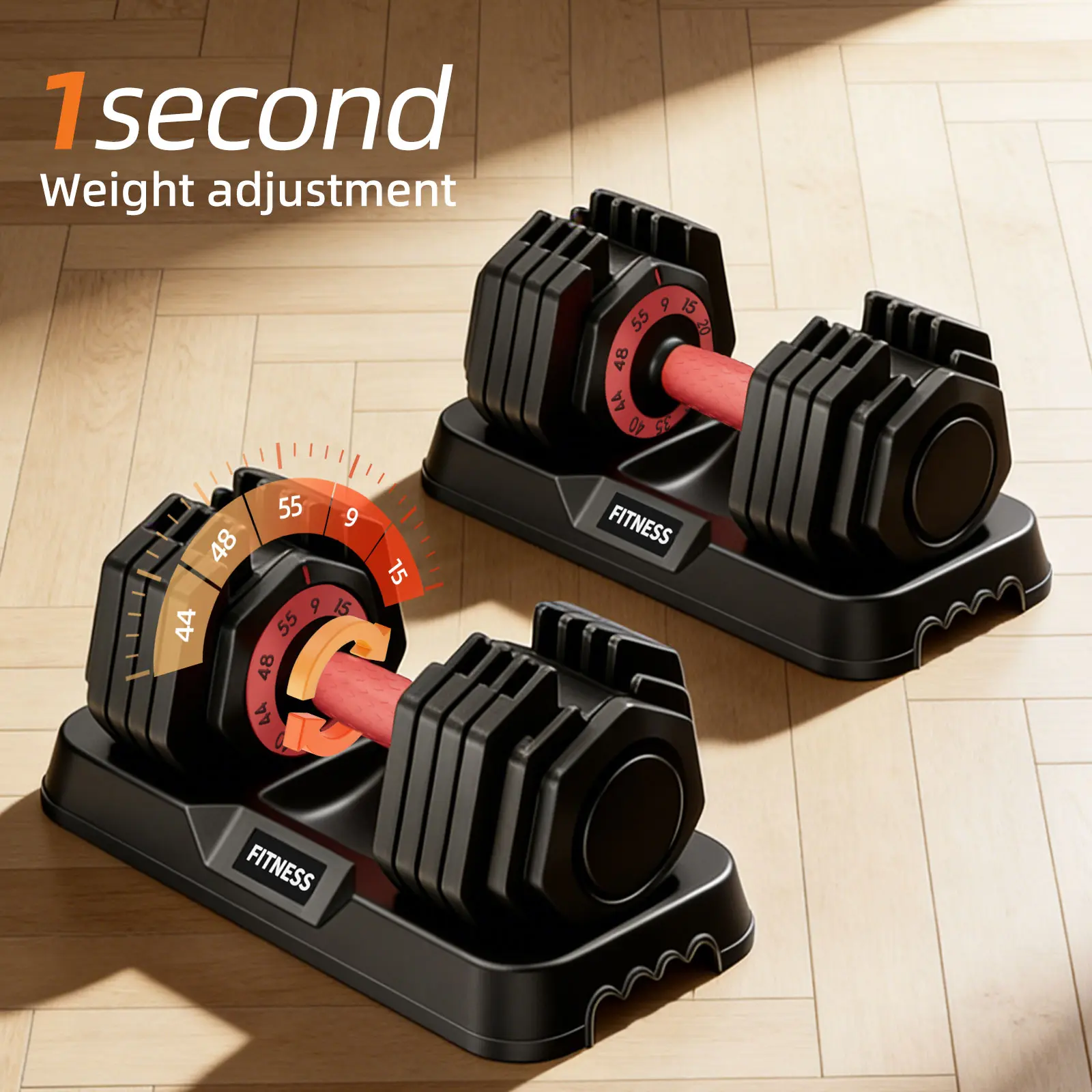 Adjustable Convertible Dumbbells (2-Pack, 9-55LB Each), 10-Level Self-Adjustment Weight Training Equipment for Home Training