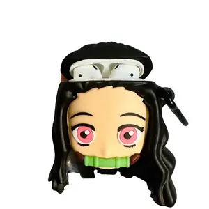 Cartoon Nezuko Demon Slayer 3D Case For AirPods 1 2 Pro Charging Box Soft Silicone Wireless Bluetooth Earphone Protective Cover