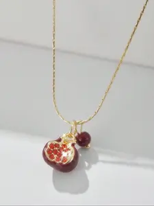 Vintage Style Pomegranate Pendant Necklace, Elegant Collarbone Chain, Women's Dating Party Jewellery, Perfect Gift Idea, High End Necklace