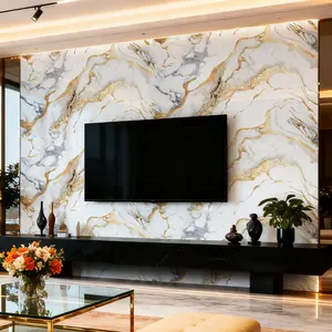 Marble Tile Wall Stickers Kitchen Bathroom Waterproof Self-Adhesive Wallpaper, Modern Decorative Tiles for Renovation & Decoration, Marble Backsplash Wallpaper