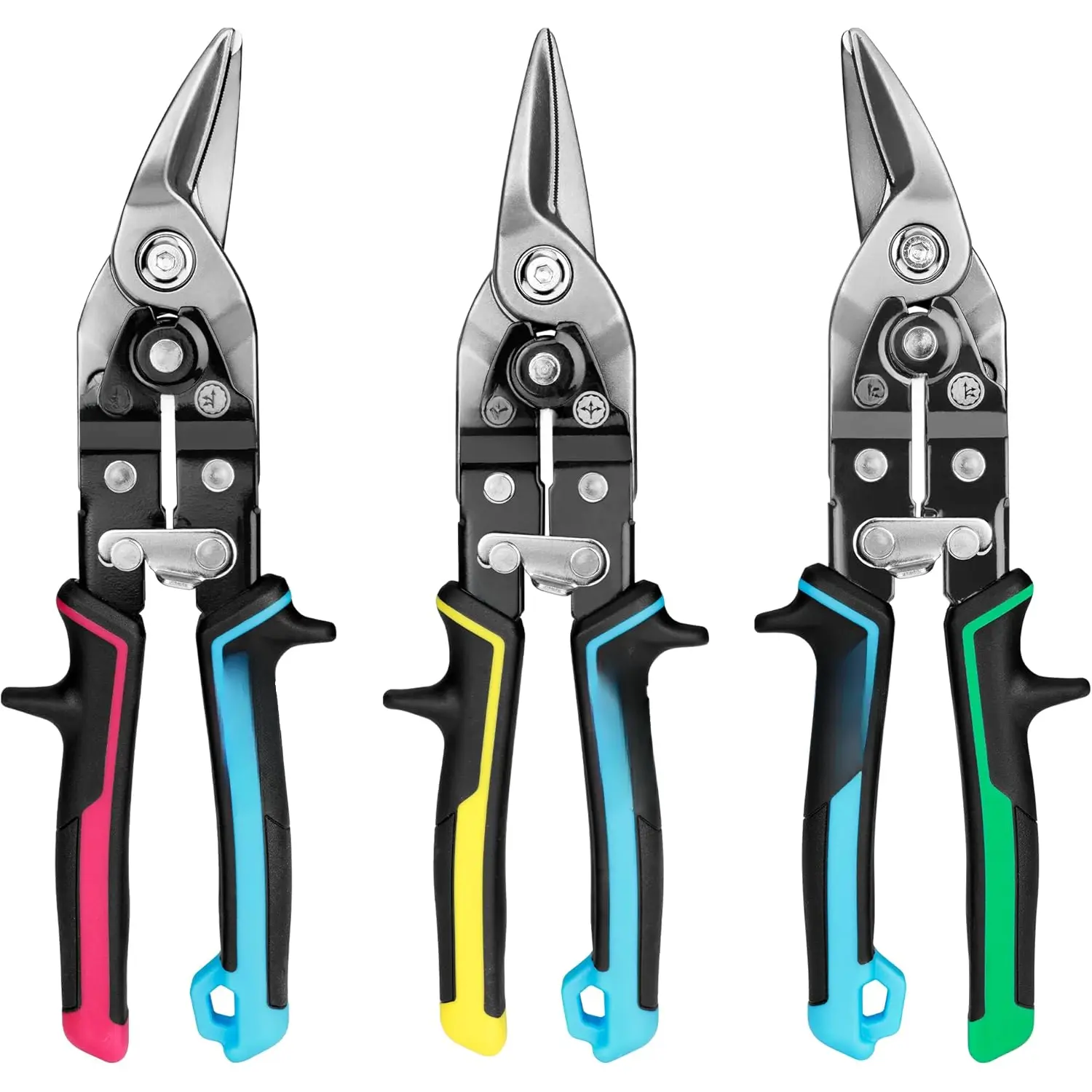 3 count Aviation Snips Set | 10 Inch Left Straight Right Cut Tin Snips for  Metal Sheet | CR-V Steel Heavy Duty Tin Snips with Visible  Length