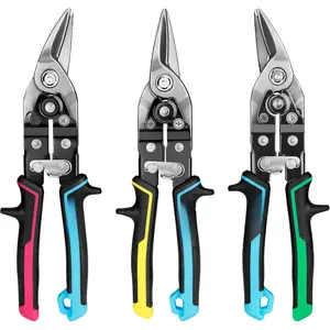 3 count Aviation Snips Set | 10 Inch Left Straight Right Cut Tin Snips for  Metal Sheet | CR-V Steel Heavy Duty Tin Snips with Visible  Length
