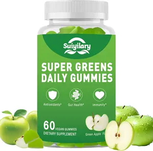 Supergreens Gummies Sugar Free- Essential Vitamins, Daily 20 Green Superfoods Supplement, Gut Health, Immunity Support, Antioxidants, Health from Within - Apple Flavor, 60 ct