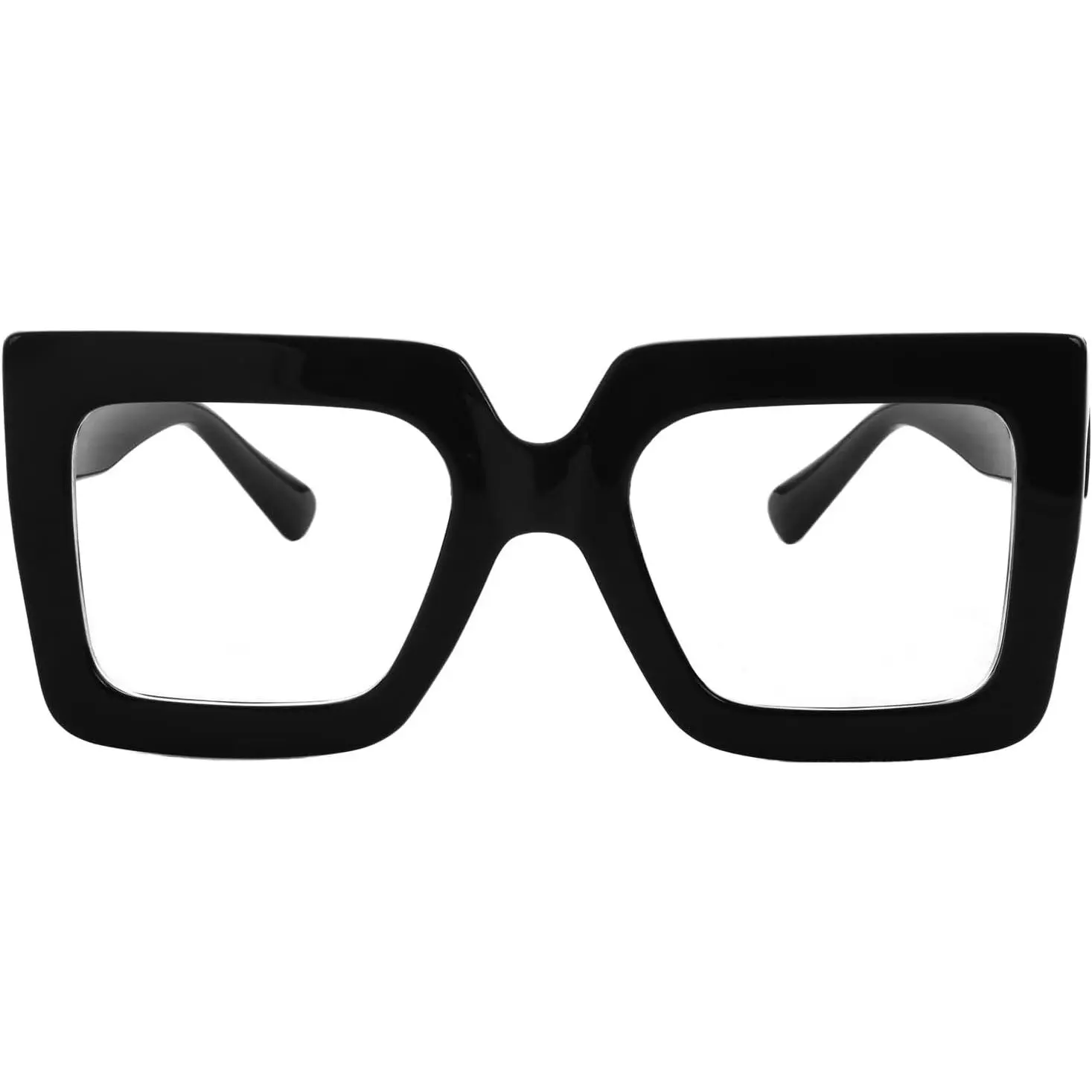 Oversized Bold Frame Glasses with Blue Light Blocking Lens, Classic Unisex Rectangle Eyewear for Business, Computer, and Gaming, Thick Square Frame, A1 Bright Black Frame