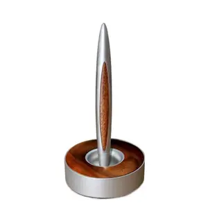 Levitating Pen, Magnetic Levitation Solid Wood Desk Decor with Wood Grains, Compact Self-Standing Silent Operation High-End Office Ornament Gift for Leaders