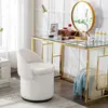 CHAIRUS 3-in-1 Sherpa Foam Soft Seat Ottoman Stool - 360° Swivel Ease, Foldback Backrest, Footstool with Storage, Hidden Lid, 16.5"w x16.5"d x17.5"h, Modern Cylindrical Vanity Furniture for Small Spaces (Home Decor)
