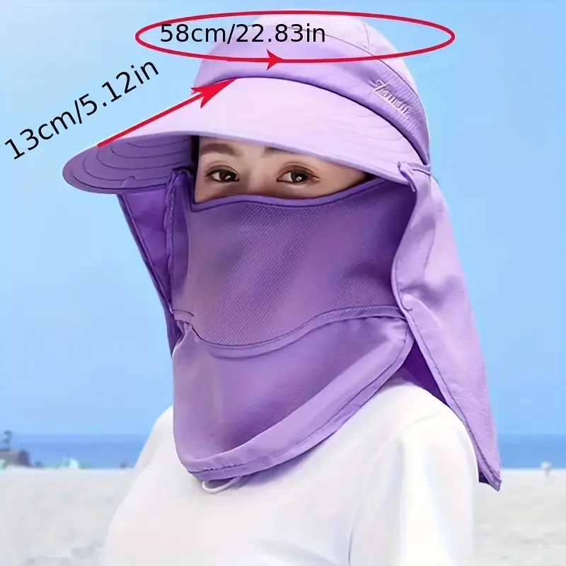 1pc Polyester Synthetic UV Protection Beach Hat with Neck Flap - Breathable, Solid Color, Non-Stretch, Machine Washable, Pull-On Closure for Outdoor Spring/Summer Activities, Synthetics