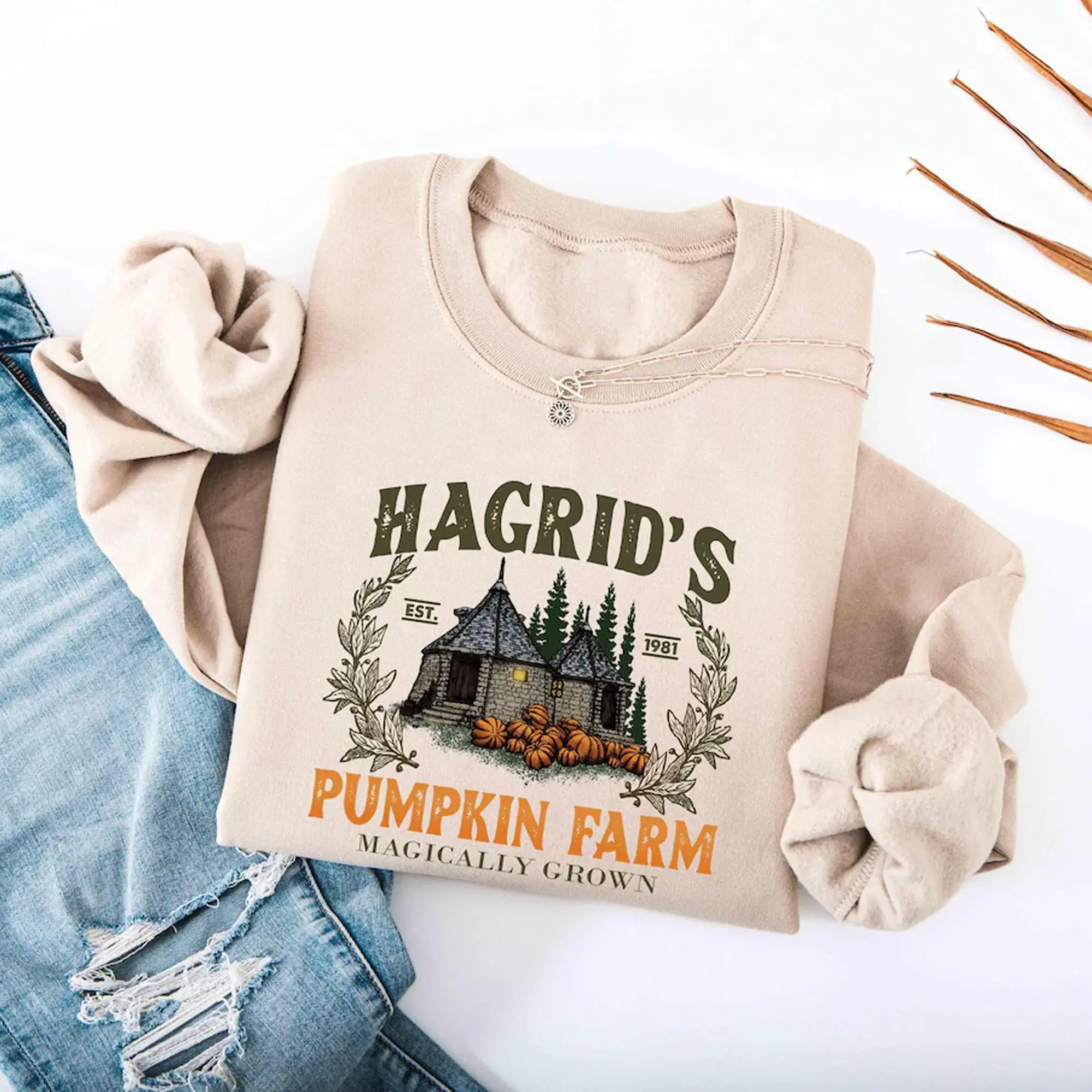 Hagrid's Pumpkin Patch Sweatshirt, Fall Sweatshirt, Hagrid's Pumpkin Farm Shirt,Halloween Pullover,Spooky Season,Pumpkin Thanksgiving Sweatshirts women