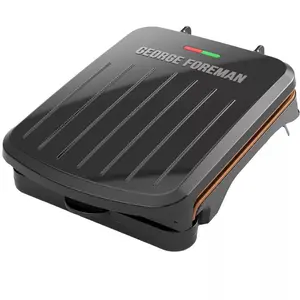 George Foreman 2-Serving Classic Plate Electric Indoor Grill and Panini Press, Black, GRS040B
