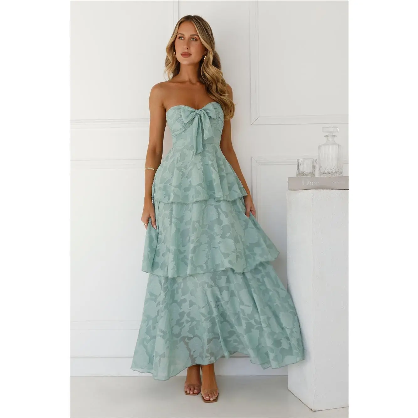 Whimsy In Wonderland Strapless Maxi Dress Sage