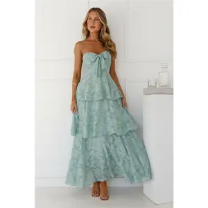 Whimsy In Wonderland Strapless Maxi Dress Sage