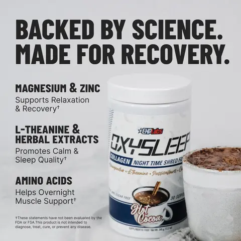 OxySleep Collagen Night Drink - Restful Sleep & Night-Time Recovery Support - Collagen, Magnesium, Ashwagandha & L-Theanine - Hot Cocoa Flavor - Evening Wind-Down Drink, 30 Serves