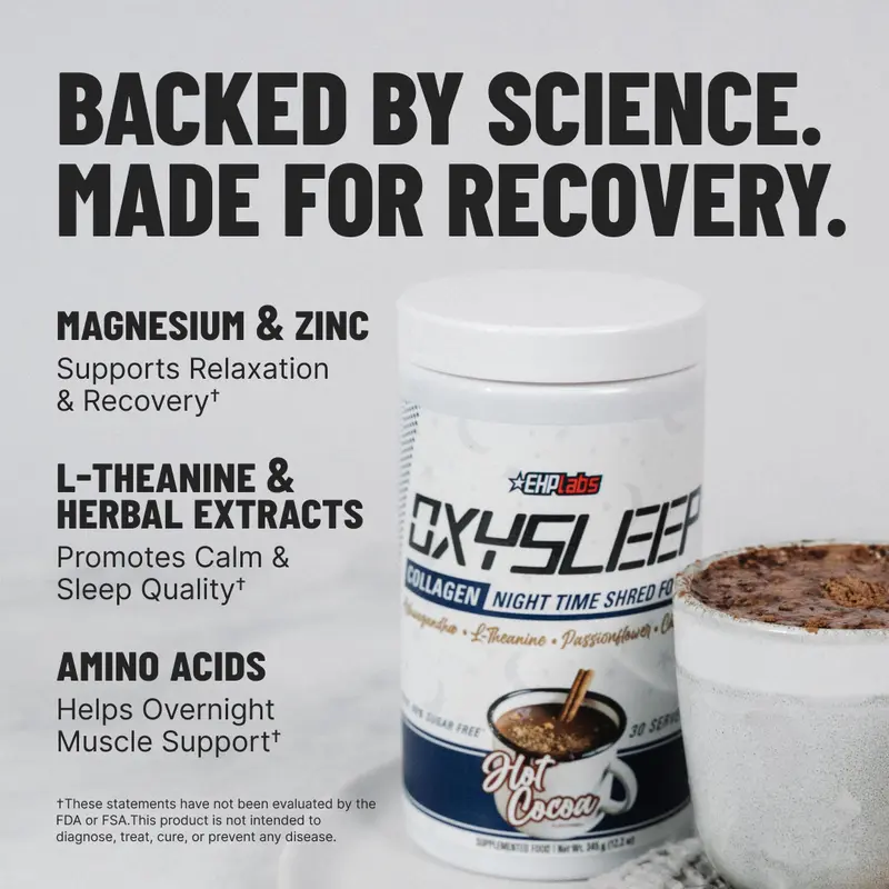 OxySleep Collagen Night Drink - Restful Sleep & Night-Time Recovery Support - Collagen, Magnesium, Ashwagandha & L-Theanine - Hot Cocoa Flavor - Evening Wind-Down Drink, 30 Serves