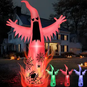 ‌ "12ft Giant Inflatable Ghost Halloween Decor with 3-Color Flashing Lights - Outdoor Horror Yard Decoration for Party & Lawn"