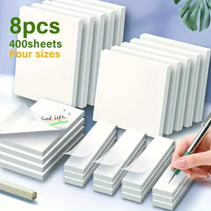 Transparent Sticky Notes Note Pad - 8pcs Set with 4 Sizes, Crystal Clear PET Self-Stick Notes for Reading, Studying & Office Annotation, Waterproof & Wrinkle-Free