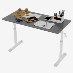 Standing Desk, Game Desk, Hand Crank Hand Lifting Computer Desk, Manual Stand Up Desk, Adjustable Study Desk Suitable for Children and Adults, Height-Adjustable, Multifunctional Home Office Desk, Compact Design, Grey