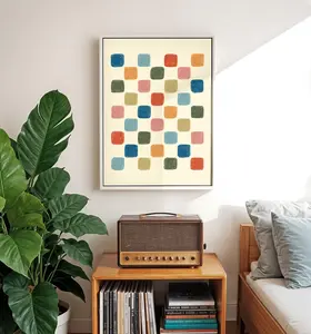 Unframed, Colorful Checkered Wall Art, Coastal Cowgirl Poster, Digital Download
