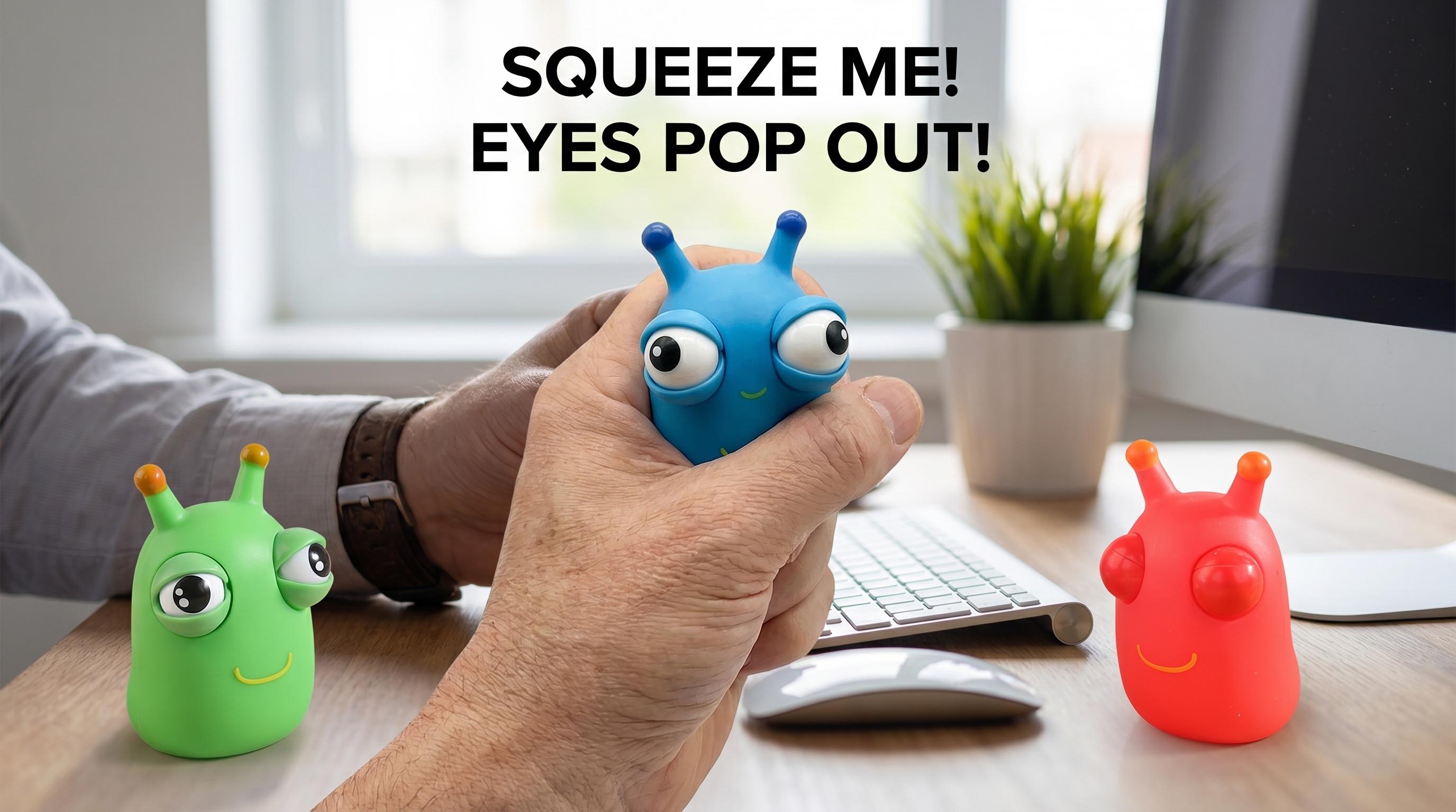Blind box random style soft funny pop-up grass bug squeeze stress relief toy Bouncing eye bug squeeze stress relief fun toy Adult and children gifts outdoor fun