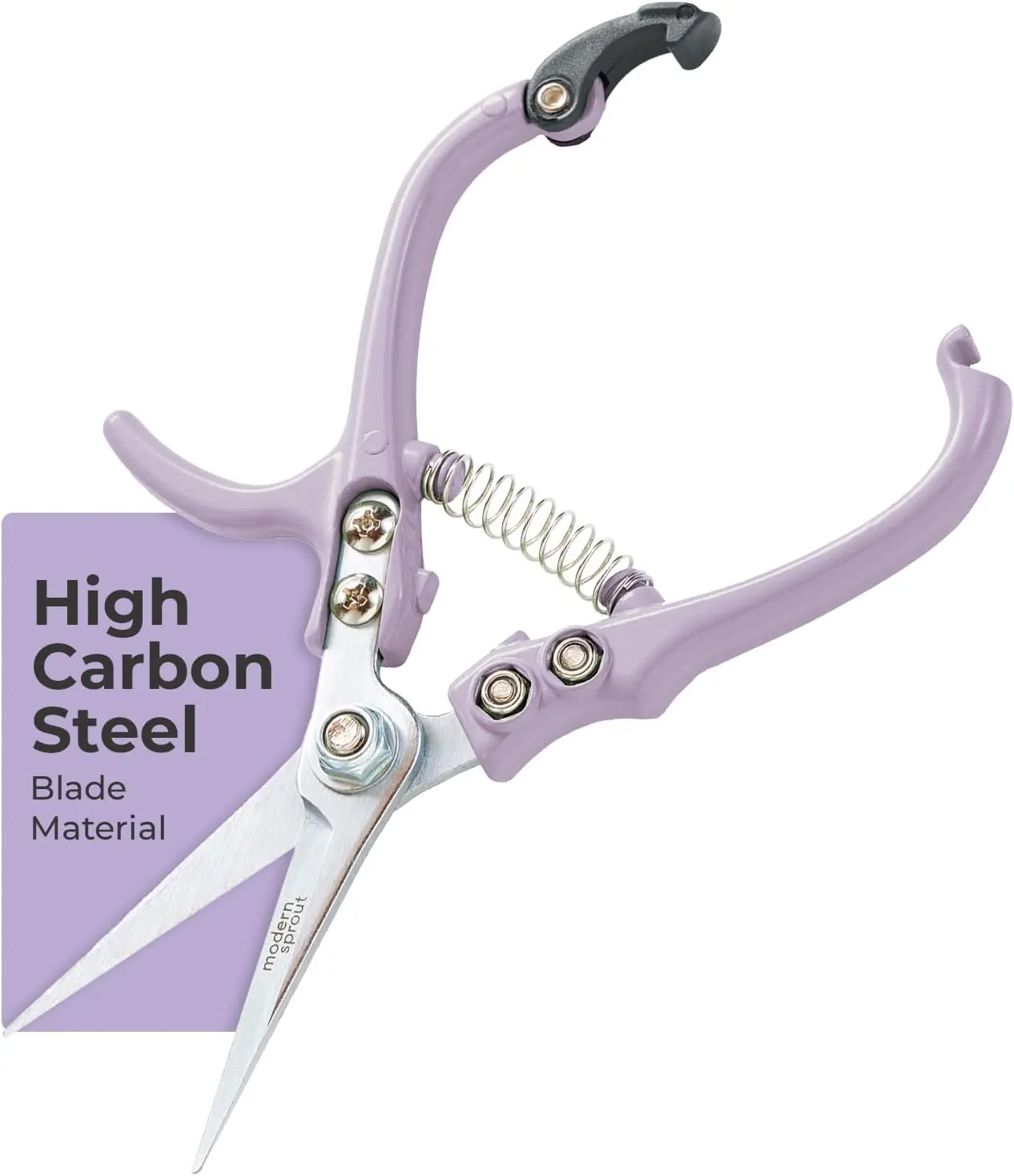 Pruning Shears - Herb Snipping Scissors- Lightweight Gardening Tools W/Easy Lock - Flower Cutter Garden Shears - Carbon Steel Blade + Reusable Holster (Lavender, 1-Pack)