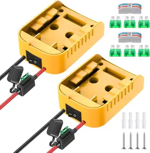 2 Pack Power Wheel Adapter for Dewalt 20V Battery Adapter with Switch, Fuse & Wire Terminals, 12AWG Wire, Power Wheel Battery Converter for DIY Ride On Truck, RC Car Toys and Robotics