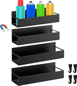 Movable Storage Rack Magnetic Refrigerator Organizer , Strong Magnet Fridge  Shelf for Kitchen, No Drilling Spice , Space Saving Metal Holder for Condiments & Jars (2 Pack / 4 Pack)