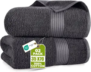 Utopia Towels Bath Sheets 2 Pack, 35x70 Inches, Extra Large Shower Towels, 100% Ring Spun Cotton, Soft and Absorbent, Bath Towel Large, Towel Set, Grey