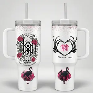 Sleep Token Tumbler 40oz Stainless Steel With Handle & Straw, Metal Band Merch Mug, Dark Gothic Aesthetic Cup, Alternative Rock Fan Gift, Heavy Metal Lover Gift For Him Her, Dark Aesthetic Mug For Real Rock Fans Who Know Underrated Hits Go The Hardest