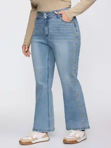 【Summer Turn-Up】【Y2K】【Pocket Approved】BlOOMCHIC plus size Supersoft Floral Embroidered Flared Hem Jeans [M-6X] 2026 Summer Pick for Mother's Day