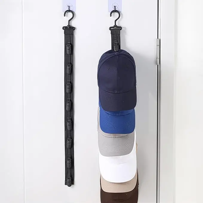 Hat Organizer Hat Rack for Door 16 Clips Baseball Caps Storage Hanger for Closet, Vertical Ball Cap Racks Over Wall, Mens Caps Holder on Door, Hats Organizers Hanging Back of Doors for Winter Beanie