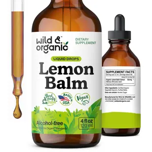 Wild & Organic's Lemon Balm Drops - Relaxing Lemon Balm Leaf Extract Supplement - Calming Melissa Officinalis Tincture - Vegan, Sugar & Alcohol-Free