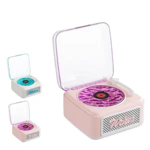 Retro Vinyl Record Bluetooth Speaker Vintage Turntable Style Wireless Speaker with Water Wave RGB Ambient Lights Decorative Night Light White Noise Sleep Timer TF Card AUX