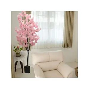 Artificial Cherry Blossom Trees  5FT Realistic Potted Silk Faux Cherry Blossom Tree  Handmade Light Pink Tree With Base  Tall Potted Artificial Tree For Indoor Outdoor Office Wedding Decor Decorative Fruit Plants Flowers