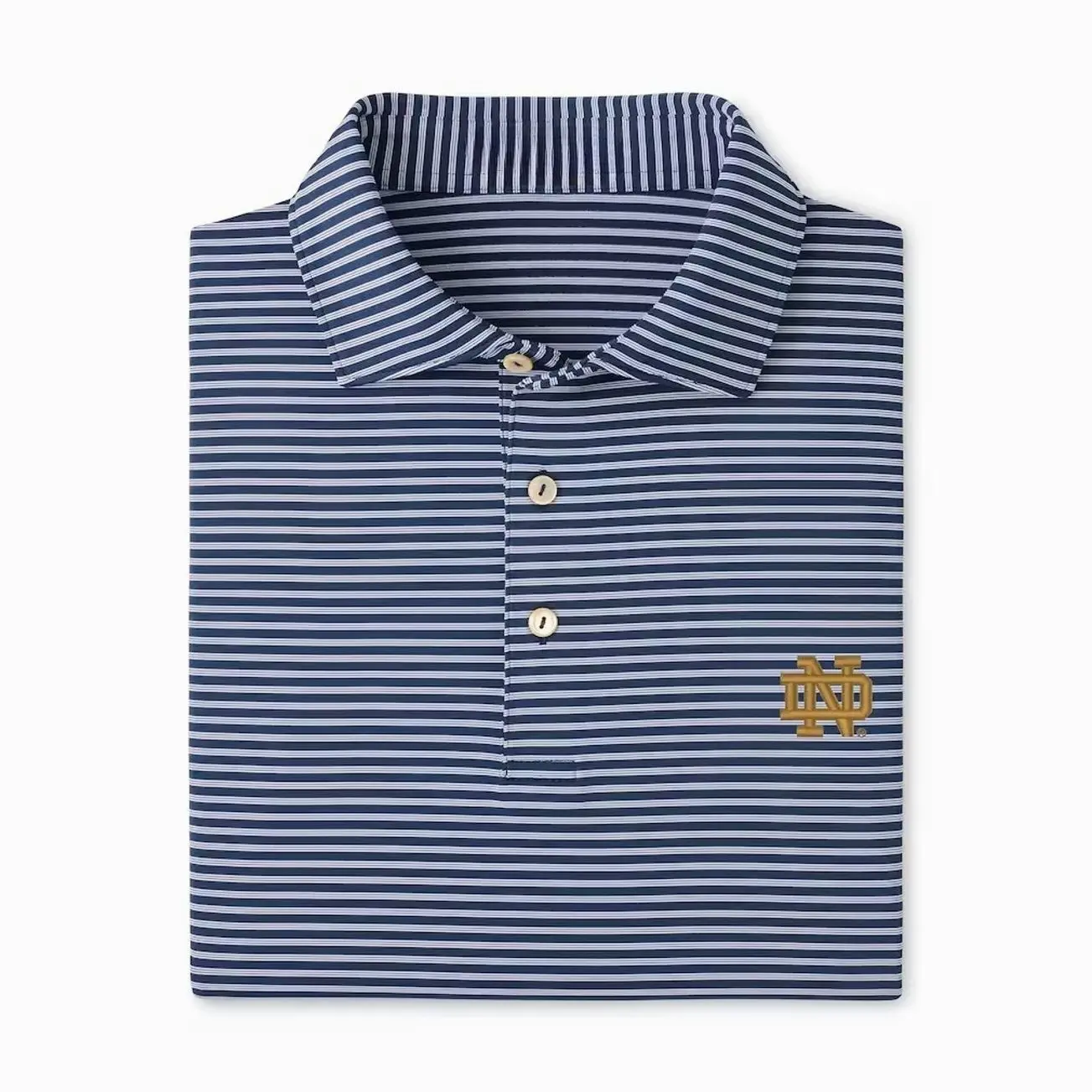College Notre Dame Fighting Irish Tiebreaker Performance Jersey Stripe Polo - Navy Sleeve Tee, Casual Collared Shirt Boatyard Button-Up Shirt Toile Teddy Polo