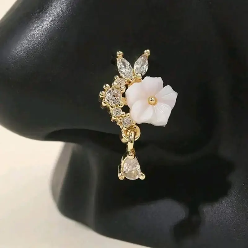 Fashionable Flower Fake Nose Ring, U-shaped Clip On Faux Nose Ring for Women, Trendy All-match & Exquisite Jewelry for Birthday Gift, Nose Cuff, Wearable Jewelry
