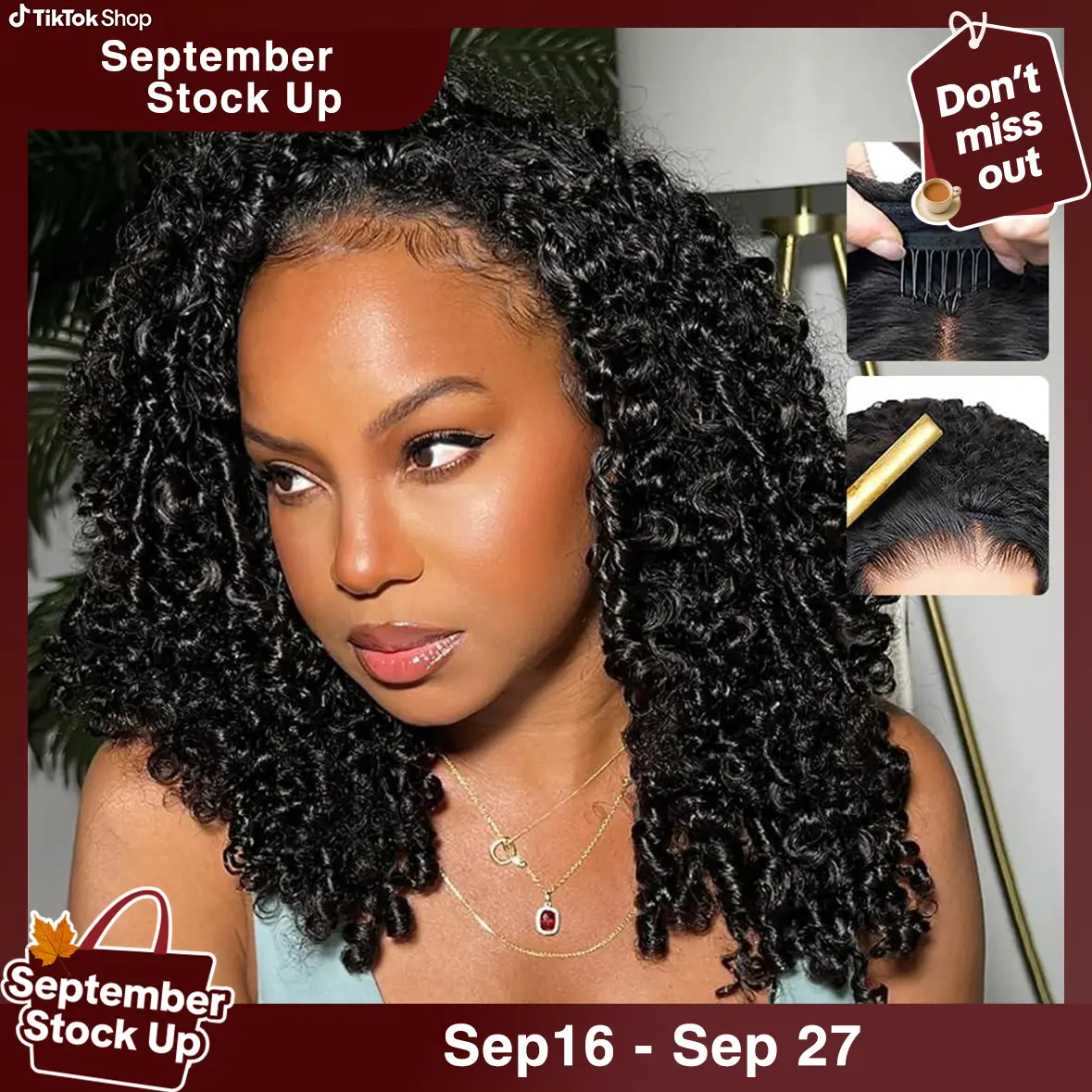 Liqusee 3-in-1 Burmese Curly Human Hair Half Wig for Females 180% Density 16 inch-26 inch Medium Size Heat Resistant Glueless Wear-Go Seamless Flip Headband Beginner-Friendly Natural Invisible Hairline Drawstring Band Clip-in Hair #tiktokshopstockup