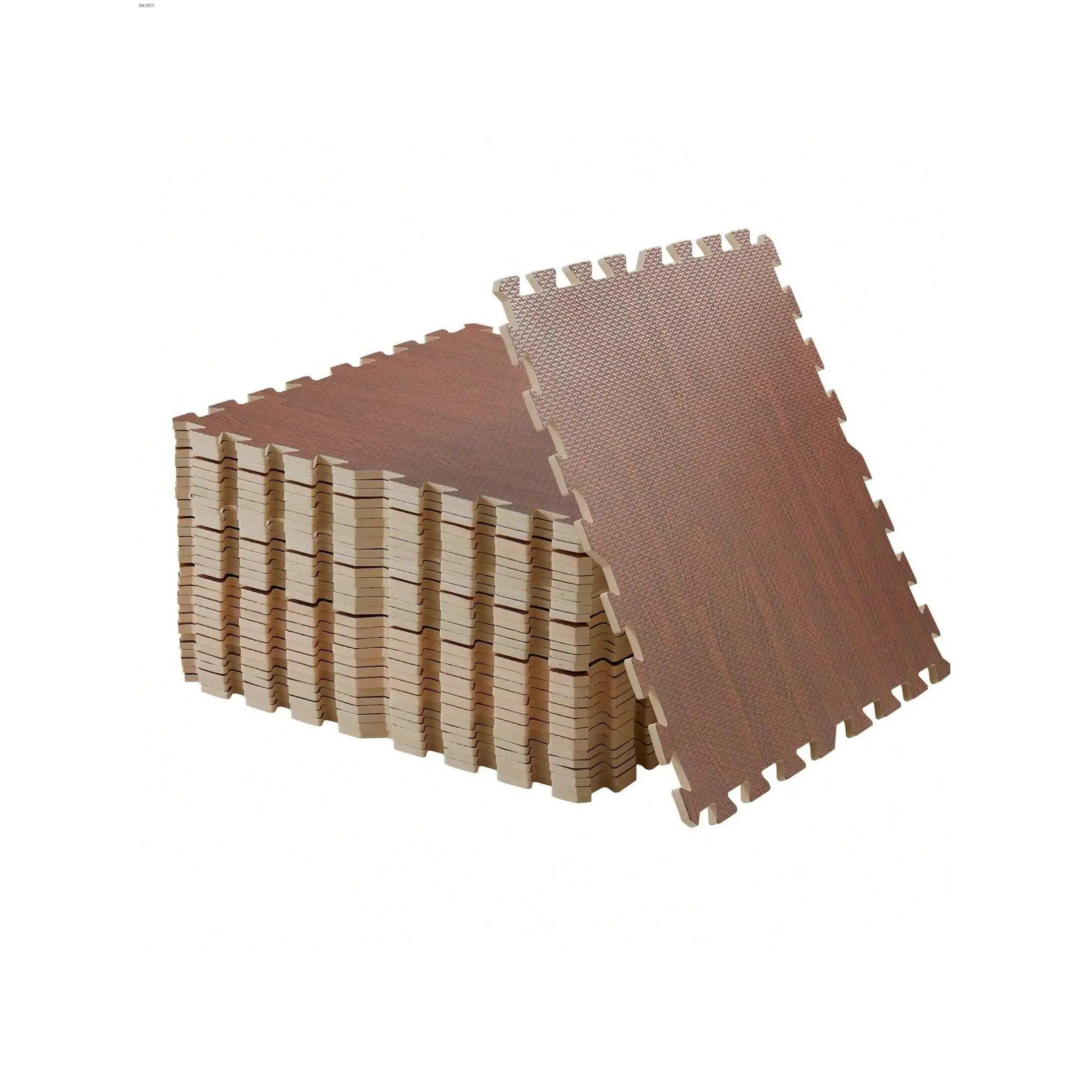 Fitness equipment  12PCS Tiles 24x24 Interlocking 48sq.Ft. Waterproof Gym Flooring Wood Grain Puzzle Mats Exercise Floor Foam Mat For Home Workout Equipment Strength training